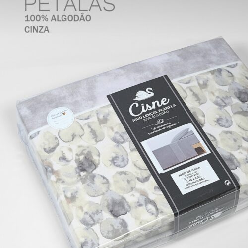 134341075614552316-Cinza Jogo de Cama Flanela - Pétalas